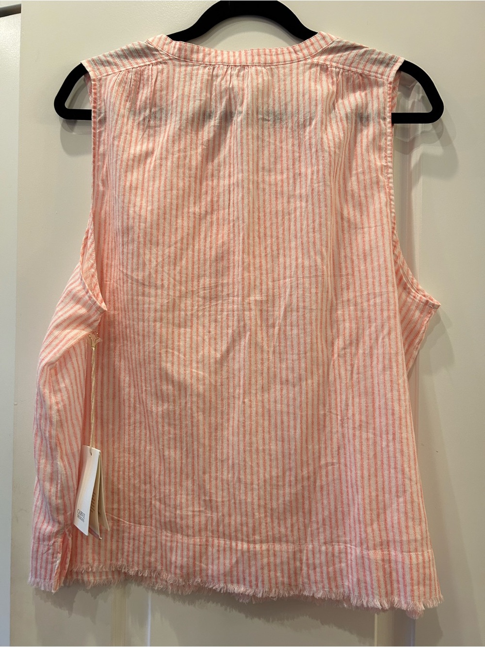Carve Designs Pink and White Striped Sleeveless V-Neck Tank - Picture 2 of 4